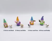 Image 1 of Whimsical gnomes with their puppy dogs