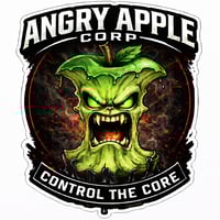 Angry Apple Corp Sticker – Green Core Edition | Dark Gritty Vinyl Decal | Die Cut Sticker