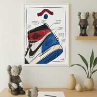 Image 2 of Sneaker Poster Air Jordan 1 x Fragment x Union L.A. “ Varsity Red Sport Royal”