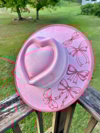 Image 6 of "Lavender Fields Forever" Lavender Burned Hat, Painted lavender, Lavender Flower Hat, Wide Brim Hat