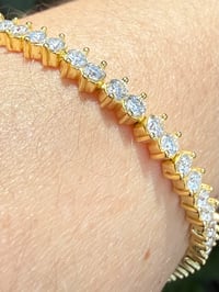 Image 3 of 7” Gold Moissanite Tennis Bracelet — 6 CTW