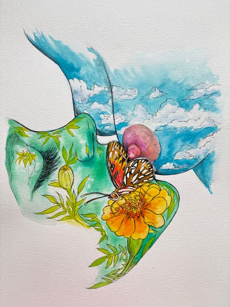Image of Butterfly Kiss - Original 11”x15”