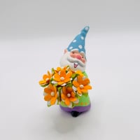 Image 4 of Ellis the gnome with pot of paper flowers