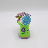 Image 3 of Willy the gnome with pot of paper flowers