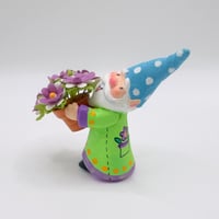 Image 4 of Willy the gnome with pot of paper flowers
