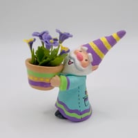 Image 2 of Victor the gnome with pot of violets