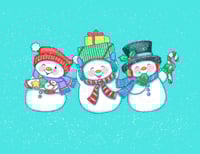 Merry Christmas Charming Snowman Trio
