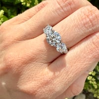 Image 1 of The Celeste - Vintage Inspired 1.5 CTW Moissanite Trilogy Ring in .925 Silver Size 5