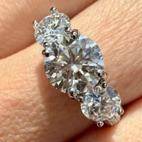 Image 2 of The Celeste - Vintage Inspired 1.5 CTW Moissanite Trilogy Ring in .925 Silver Size 5