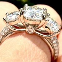 Image 3 of The Celeste - Vintage Inspired 1.5 CTW Moissanite Trilogy Ring in .925 Silver Size 5