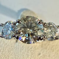Image 4 of The Celeste - Vintage Inspired 1.5 CTW Moissanite Trilogy Ring in .925 Silver Size 5