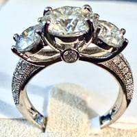 Image 5 of The Celeste - Vintage Inspired 1.5 CTW Moissanite Trilogy Ring in .925 Silver Size 5