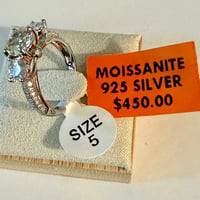 Image 6 of The Celeste - Vintage Inspired 1.5 CTW Moissanite Trilogy Ring in .925 Silver Size 5