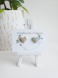 Sandbar Marble Heart Studs 
