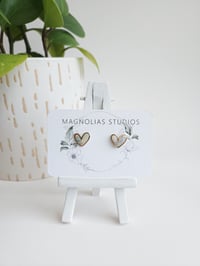 Sandbar Marble Gold Heart Stud