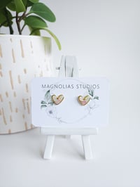 Pastel Marble Heart Studs 