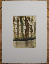 Image 1 of Birches by the Brook Original Mini Watercolor Painting