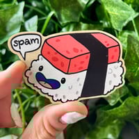 Image 1 of Talking Spam Musubi Wooden Magnets