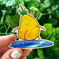 Image 1 of Pineapple Booty Surfing Wooden Magnets