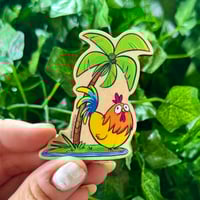 Image 1 of Chicken and a Palm Tree Wooden Magnets