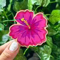 Image 1 of Pink Hibiscus Wooden Magnets
