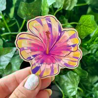 Image 1 of Yellow and Pink Hibiscus Wooden Magnets