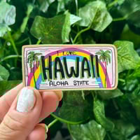 Image 1 of Hawaii License Plate Wooden Magnets