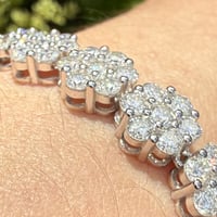 Image 3 of Moissanite Flower Cluster Tennis Bracelet 15 CTW 925 Sterling Silver 7.5”