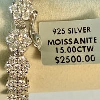 Image 4 of Moissanite Flower Cluster Tennis Bracelet 15 CTW 925 Sterling Silver 7.5”