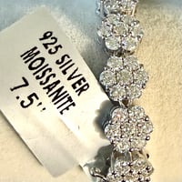 Image 5 of Moissanite Flower Cluster Tennis Bracelet 15 CTW 925 Sterling Silver 7.5”