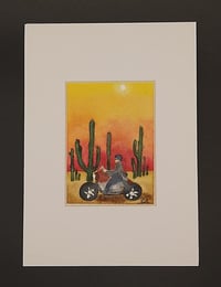 Image 1 of Sunset Ride Through the Desert Original Mini Watercolor Painting