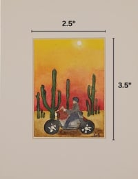 Image 2 of Sunset Ride Through the Desert Original Mini Watercolor Painting