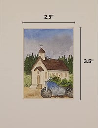 Image 2 of Roadside Chapel Rest Original Mini Watercolor Painting