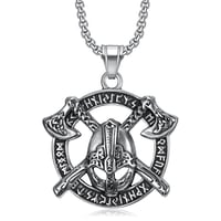 Image 2 of 👑The Armored Kingdom Viking Helmet Double Axe Necklace-Norse Runes-Nordic Mythology-Long Lasting