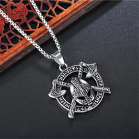 Image 3 of 👑The Armored Kingdom Viking Helmet Double Axe Necklace-Norse Runes-Nordic Mythology-Long Lasting