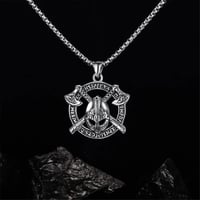 Image 5 of 👑The Armored Kingdom Viking Helmet Double Axe Necklace-Norse Runes-Nordic Mythology-Long Lasting