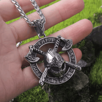 Image 7 of 👑The Armored Kingdom Viking Helmet Double Axe Necklace-Norse Runes-Nordic Mythology-Long Lasting