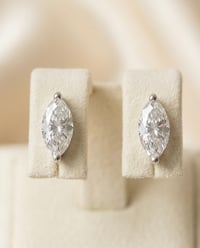 Image 7 of Marquise Cut Moissanite Stud Earrings | 1.04 CTW | 4x8mm D Color | 925 Silver | GRA Certified