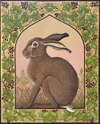 Image 1 of JENNIFER MILES - 'BRAMBLE HARE' - ORIGINAL PAINTING WITH GOLD LEAF