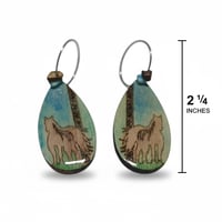 Image 3 of Hand-Painted Western Horse Earrings – Laser Engraved Wood with Resin Finish