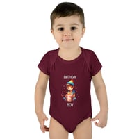Image 5 of Baby Bodysuit - Cute Birthday Boy with Cake Illustration