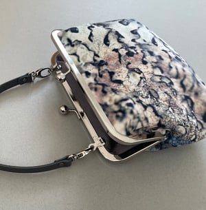 Image of Silver lichen, velvet clutch bag with optional strap