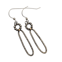 Image 1 of Beaded Sterling Silver & 14K Earrings