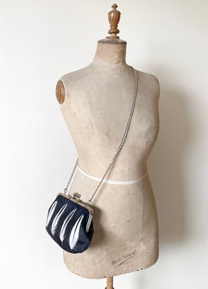 Image of Oystercatcher feathers, velvet clutch bag with optional strap