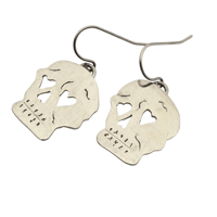 Image 1 of Heart eyes Skull Earrings