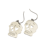 Image 3 of Heart eyes Skull Earrings