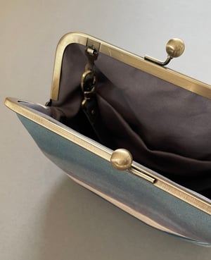 Image of Seascape, velvet clutch bag with optional strap