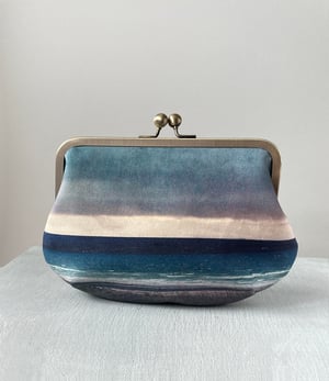 Image of Seascape, velvet clutch bag with optional strap