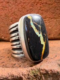 Image 1 of WL&A Handmade Old Style Heavy Ingot Gem Grade Black Jack Lane Splitter Ring - Size 10.5