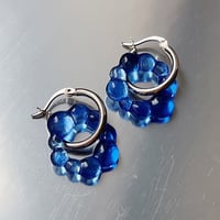 Image 1 of Blue Bubble Glass Earrings